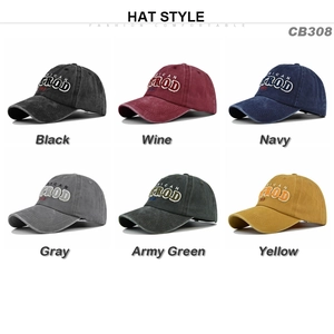 Showcase of six vintage washed cotton baseball caps with embroidered HOTROD lettering