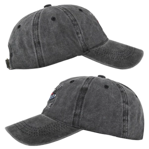 Ricamo dettagliato di onde da surf su cappellino in denim lavato stile vintage