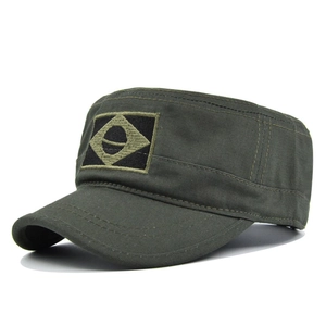 Army green Brazilian flag cadet cap in durable canvas fabric with detailed embroidery