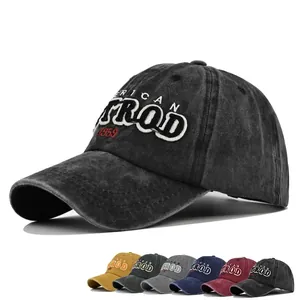 Vintage Washed Cotton Baseball Cap Distressed American Hot Rod 1959 Embroidery Retro Outdoor Sun Hat For Women Men