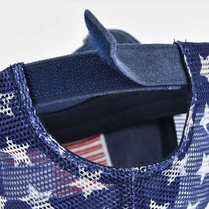 Mesh baseball cap with US flag stars embroidery and adjustable Velcro strap back