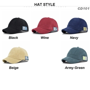 Détails des casquettes à bord court en coton en noir, bordeaux, marine, beige et vert armée
