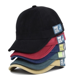 Casquette de Baseball Unisexe en Coton Couleur Unie Visière Courte Réglable Chapeau de Soleil Décontracté Mode Style Rétro
