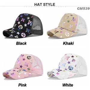 Cappellini baseball trucker con lettera M metallica e stelle in 4 diversi colori