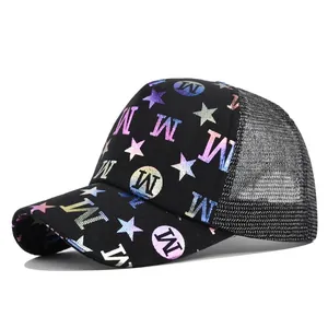 Berretto da Baseball in Rete Unisex Moda Lettera M Stella Stampa Traspirante Regolabile Trucker Cappello per Sport all'Aperto Uomo Donna