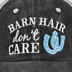 Casquette de baseball vintage grise en coton avec broderie Barn Hair Don't Care