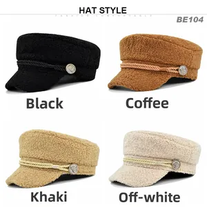 Sherpa fleece sailor hats for women in black, coffee, khaki, and cream colors