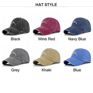 Classic cotton baseball cap with mountain embroidery available in six versatile colors