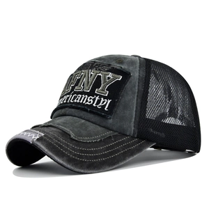 Casquette trucker NY vintage en coton délavé avec maille respirante à l'arrière
