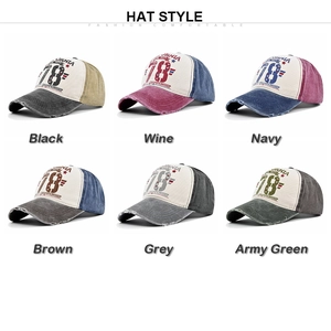 Collection of vintage washed baseball caps with 78 print and distressed brim in 6 colors