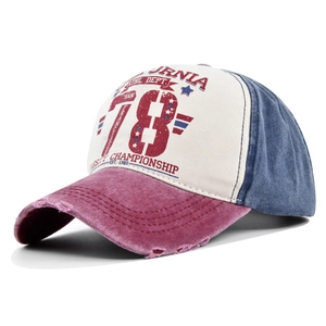 Vintage California 78 graffiti print baseball cap with distressed brim and color block design