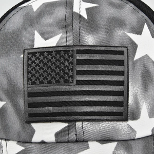 Tactical baseball cap featuring embroidered US flag patch with a stylish monochrome star pattern