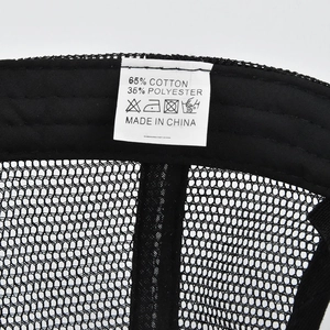 Close-up of internal wash label showing 65% cotton and 35% polyester fabric composition