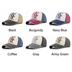 Vintage washed baseball cap in six colors with California graffiti print and curved brim