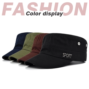 Detailed side view of cotton cadet caps featuring SPORT metal tag and ventilation eyelets