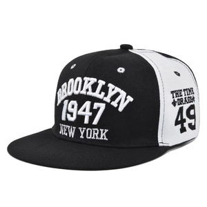 Casquette de baseball Brooklyn 1947 avec broderie bicolore noire et blanche