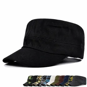 Casual Cotton Cadet Cap For Men Women Adjustable Military Hat Solid Color Camouflage Sun Protection Outdoor Fishing Hiking Breathable Flat Top Cap