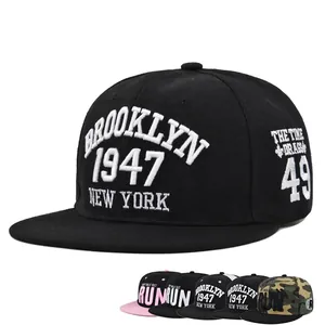 Hip Hop Flat Brim Baseball Cap For Men Women 3D Letter Embroidery Brooklyn Snapback Hat Adjustable Streetwear Sport Trucker Hat