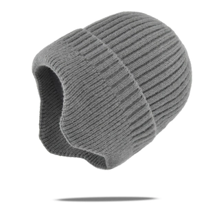 Women Ponytail Knit Beanie Hat With Ear Protection Winter Warm Soft Acrylic Ribbed Beanie For Outdoor Casual Wear