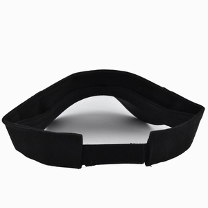Rear view of a black sun visor hat with adjustable elastic band for running sports