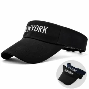 Summer Sun Visor Hat Polyester New York Embroidery Empty Top Baseball Cap Adjustable Sport Tennis Golf Running Sun Hat