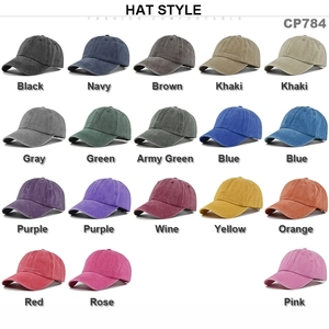 Multi-color collection of vintage washed cotton baseball caps in 18 classic solid shades
