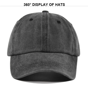 Vintage dark gray washed cotton baseball cap with distressed finish and curved brim