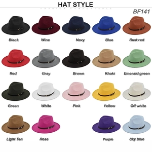 Detailed grid display of 19 colorful fedora hats with stylish dark bands and metal buckles