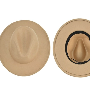 Classic khaki fedora hat with metal chain detail and adjustable inner lining strap