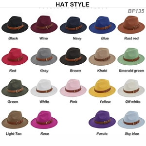 Detail showcasing variety of 19 colors for the classic wool felt fedora hat with leather belt