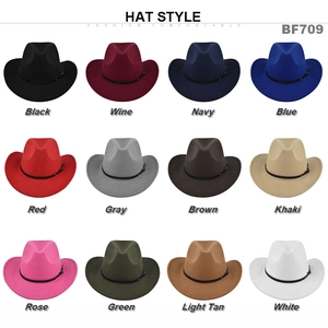 Detailed grid view showcasing twelve assorted colors of classic vintage felt cowboy hats
