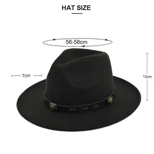 Tabella delle taglie per cappello jazz in feltro di lana stile britannico da 56-58cm
