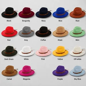 Vintage wool felt fedora hats with leather bands available in nineteen various colors