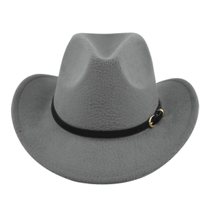 Chapeau fedora classique en feutre de laine gris avec large bord et bande décorative noire
