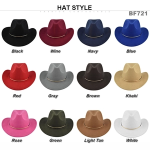 Detailed grid view of wide brim western fedora hats in twelve distinct vibrant colors