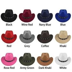 Classic wide brim felt cowboy hat with turquoise band available in twelve versatile colors