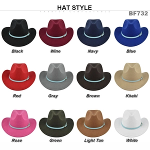 Macro view showing multiple colors and fine felt texture of vintage western cowboy hats