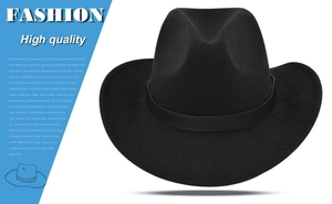 Macro shot of black wool felt fedora featuring thick texture and premium leather hatband