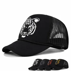 Unisex Tiger Print Trucker Hut Atmungsaktive Mesh Baseball Kappe Verstellbare Outdoor Sonnenhut Mode Streetwear Baseball Cap