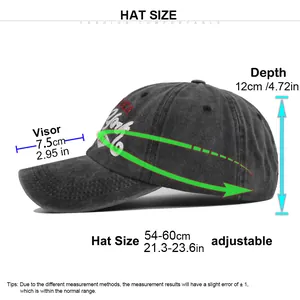 Tabella taglie per cappellino da baseball in cotone lavato con cinturino regolabile