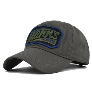 Dark grey cotton baseball cap featuring vintage Mann's Super 3D embroidery on the front