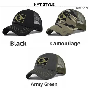 Ensemble de casquettes de baseball en maille camouflage avec broderie géométrique