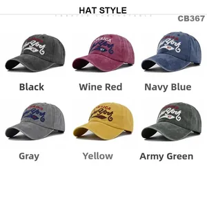 Berretti da baseball vintage New York in cotone lavato ricamato in sei colori