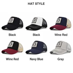 Vielzahl von Baseball-Trucker-Caps mit Wolfs-Stickerei und atmungsaktivem Mesh-Rücken