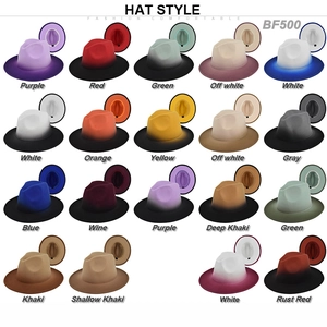Matrix grid display of assorted vintage wool fedora hats in various gradient color options