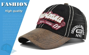 Gros plan de la broderie 3D Americana sur une casquette de baseball vintage en daim