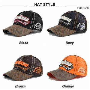 Quatre couleurs de casquettes baseball vintage 2001 NYC Americana avec visière en similicuir