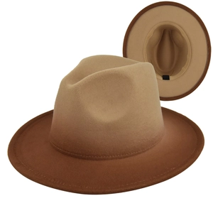 Detailed top view of a gradient fedora hat showing inner lining and sweatband texture