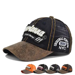 Casquette de Baseball Brodée Vintage Americana Coton Délavé Visière en Suède Chapeau de Soleil Pour Hommes Femmes Réglable