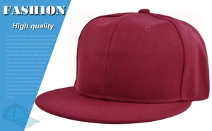 Solid maroon flat brim hip hop snapback cap for men and women stylish baseball hat